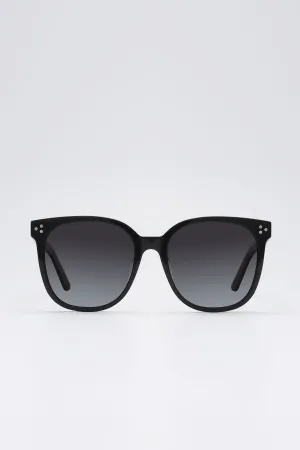 Fangyan | Square-Round Acetate Black Sunglasses