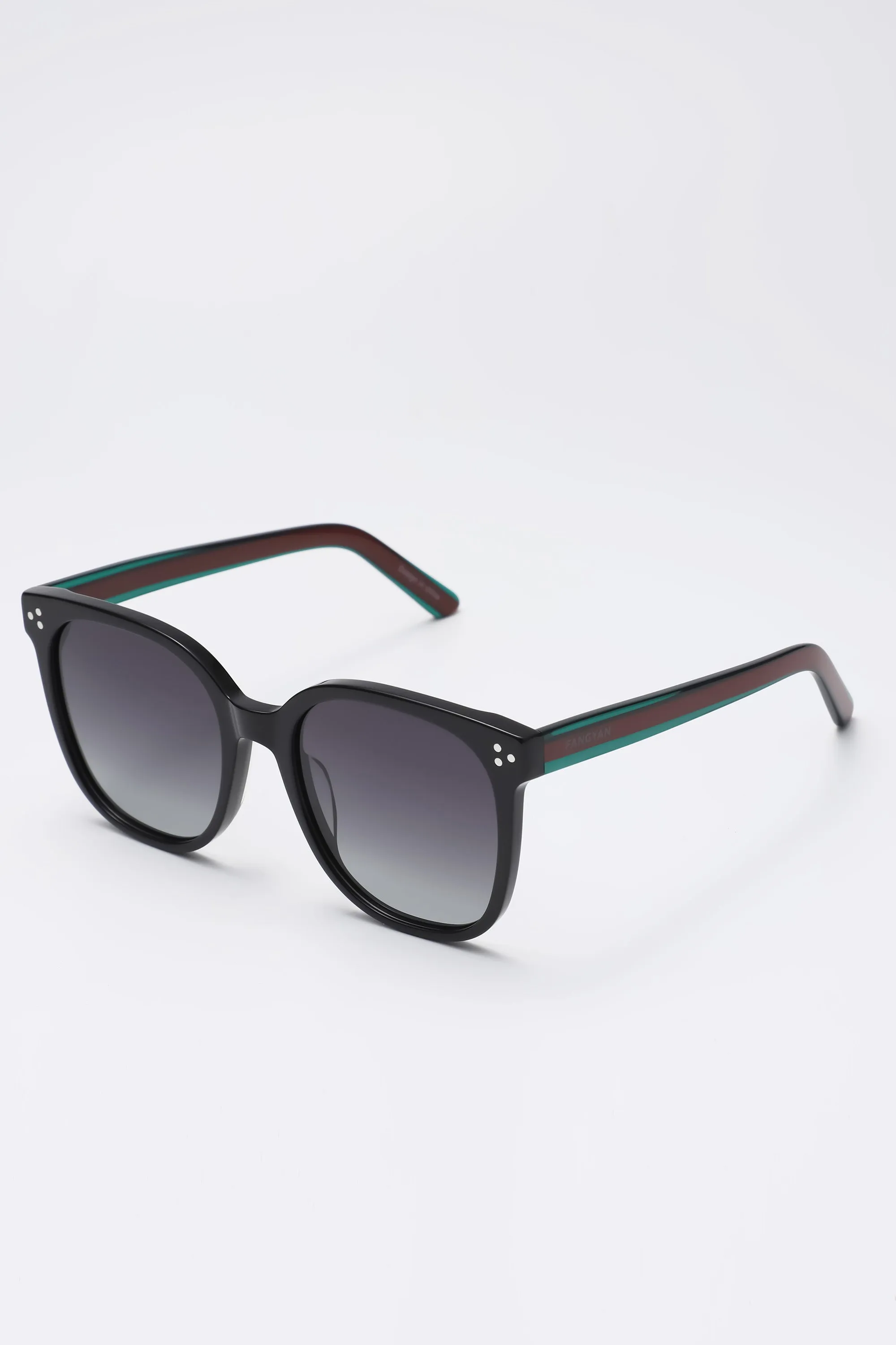 Fangyan | Square-Round Acetate Black Sunglasses