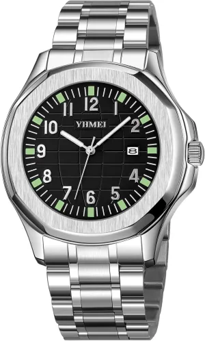 FANMIS Classic Men's Watches Analog Military Watch with Calendar Waterproof Watches Minimalist Dainty Dress Designer Quartz Watches for Men Stainless Steel Strap