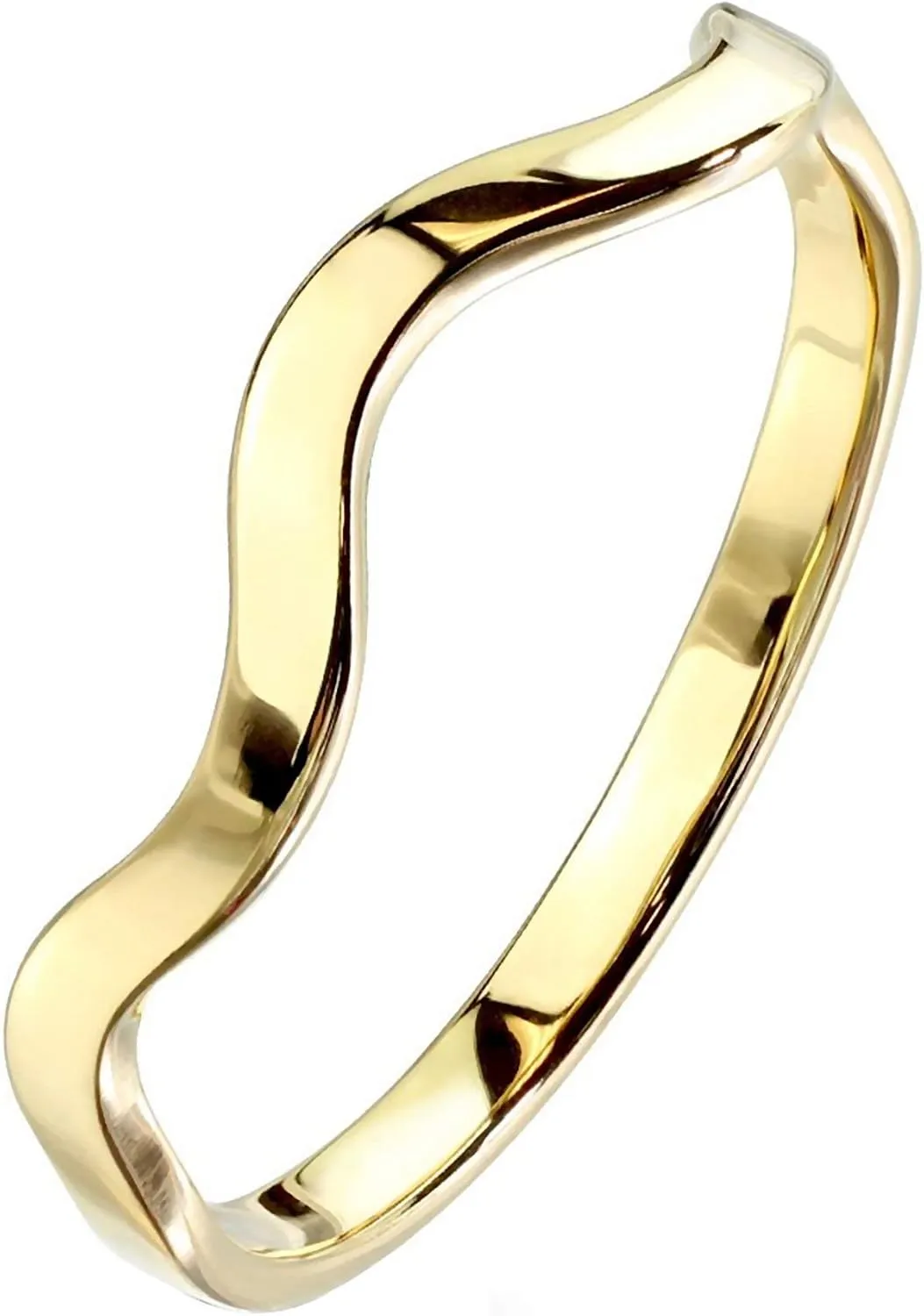 Fantasy Forge Jewelry Womens Gold Elemental Wave Ring Stainless Steel Minimalist Stackable Band Sizes 5-9