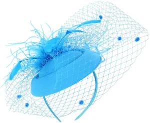 Fascinator for Women Tea Party Derby Hat Vintage Mesh Feathers Flower Wedding Hair Clip Pillbox Headpieces