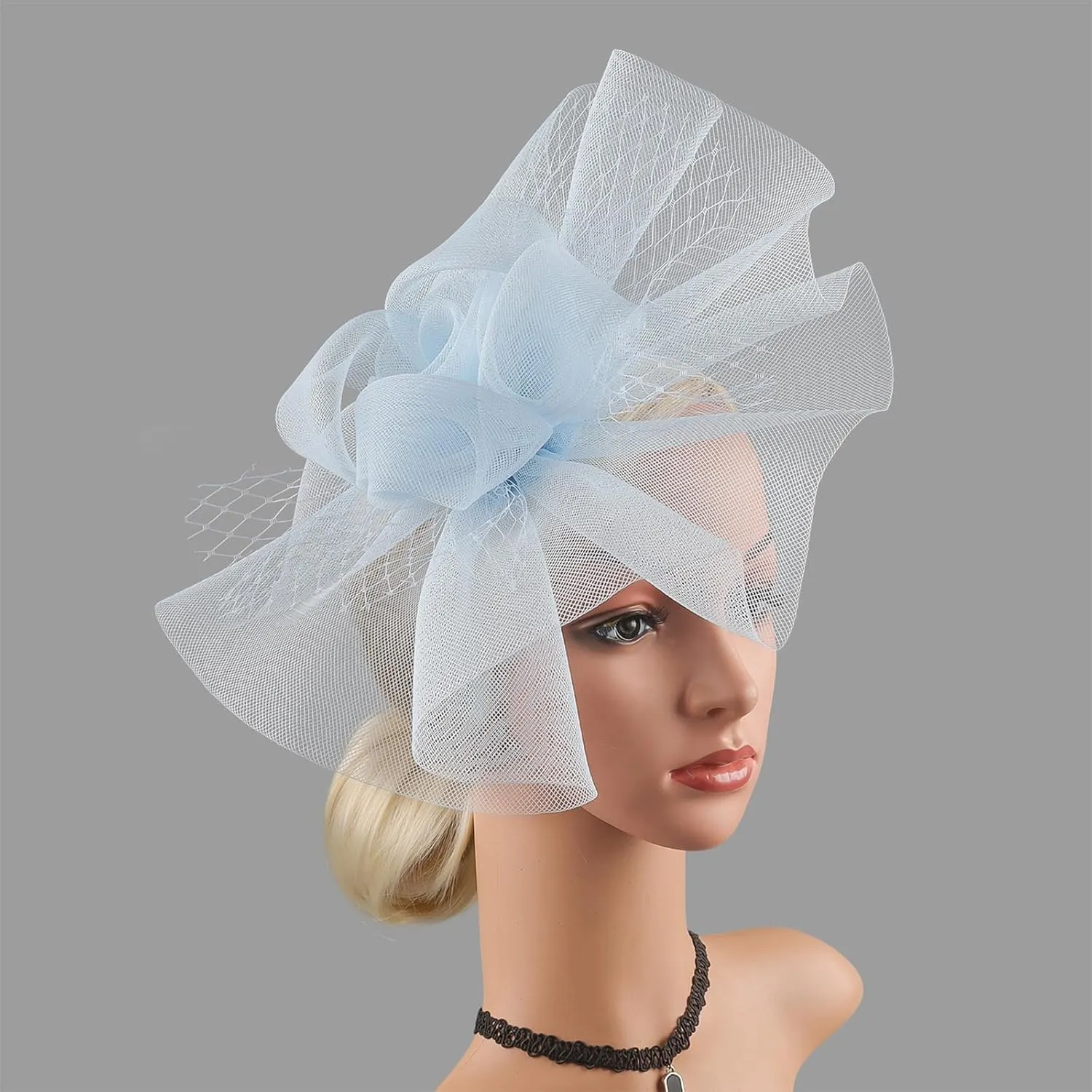 Fascinator Hats for Women Tea Party Hats and Gloves Pearl Jewelry Set Derby Hat for Cocktail Wedding