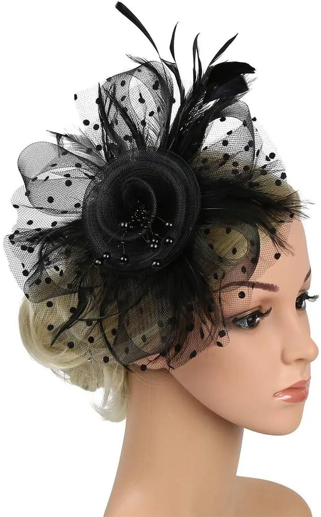 Fascinators for Women Derby Hat with Clip for Cocktail Ball Wedding Bridal Wedding Veil