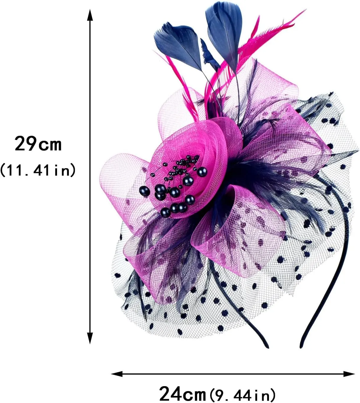 Fascinators for Womens Tea Party Headband Kentucky Hats Cocktail Mesh Feathers Derby Headwear Hair Clip for Wedding