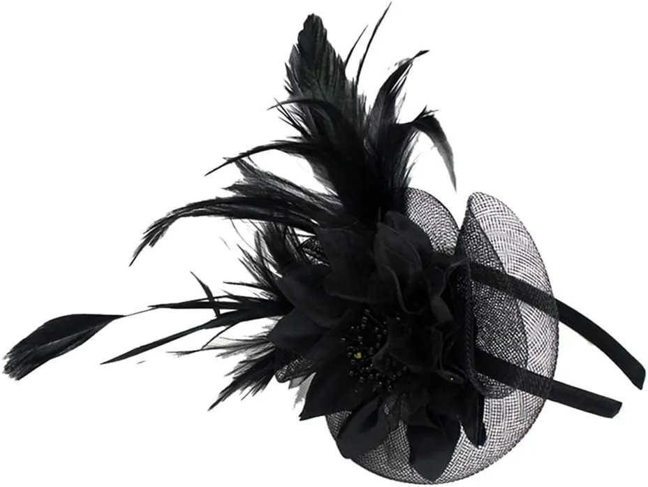 Fascinators Hat for Women Tea Party Cocktail Hair Clip Veil Headband Wedding Bridal Flower Ribbons Feathers Hat Vintage Hat