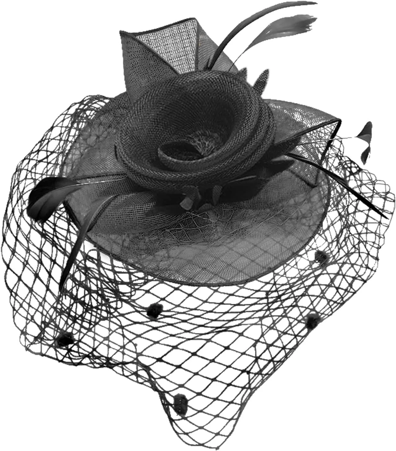 Fascinators Hat for Women Tea Party Cocktail Hair Clip Veil Headband Wedding Bridal Flower Ribbons Feathers Hat Vintage Hat