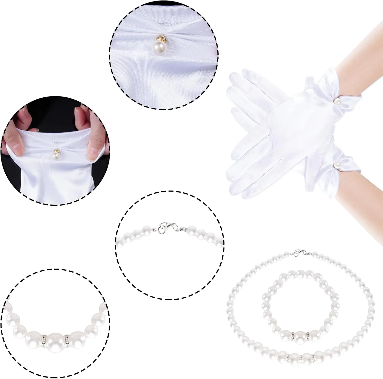 Fascinators Hats for Women, Black Tea Party Hat and Gloves Set, 5 Pcs Tea Party Accessories