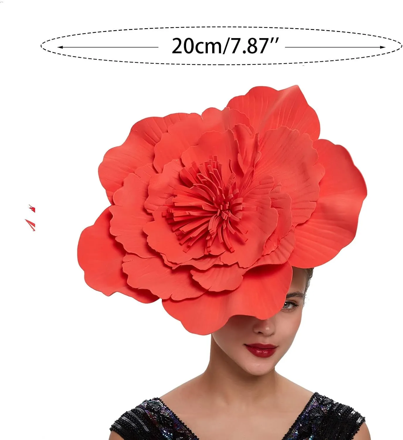Fascinators Hats for Women Derby Hats Organza Flower Wide Brim Sun Hat Women Wedding Flower Hair Clip Tea Headband