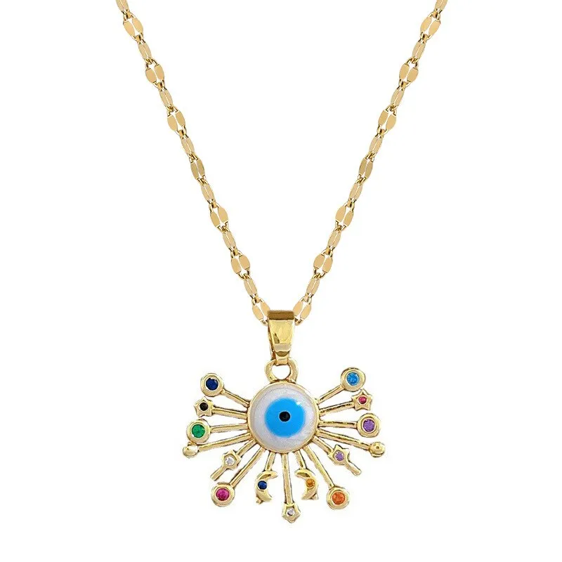 Fashion Evil Eye Necklace For Women Gold Color Eyelash Pendant Necklaces