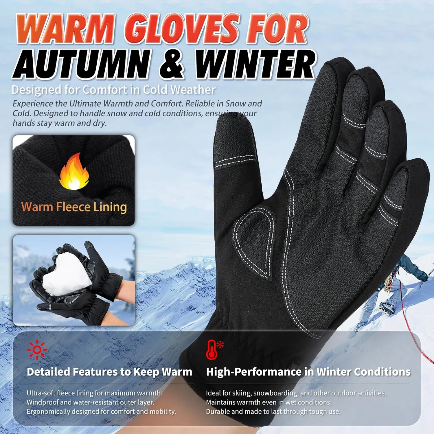 Fashion Warm Winter Gloves for Cold Weather Glove for Men and Women - Thermal, Touchscreen, Waterproof