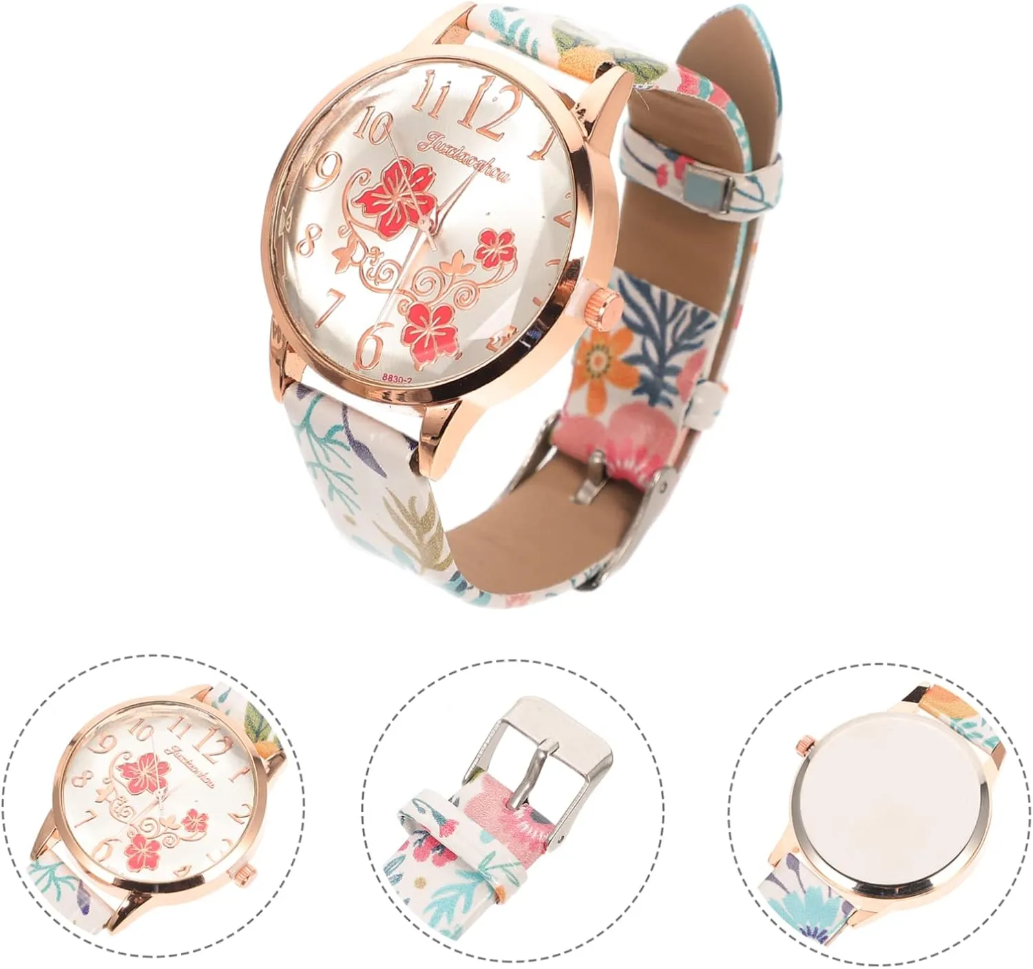 Fashion Watch with Printed Leather Strap Casual Wrist Watch for Women Stylish Design with Scale for
