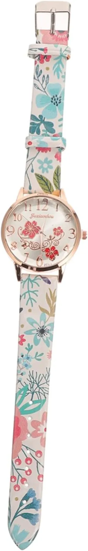 Fashion Watch with Printed Leather Strap Casual Wrist Watch for Women Stylish Design with Scale for