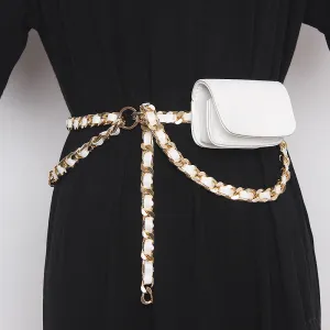 Fashion Women Hip Hop Mini Chain Crossbody Retro Coin Purse Waist Chain Clothes Decorative Belt