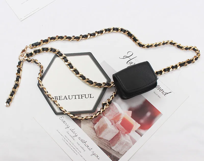 Fashion Women Hip Hop Mini Chain Crossbody Retro Coin Purse Waist Chain Clothes Decorative Belt