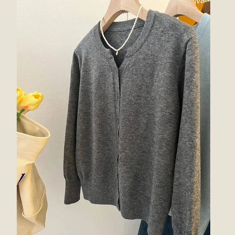 Fashion Women's Thin Fleece Knit Loose Short Cashmere Sweater Round Neck Warm Korean  Casual Female Sweater Top Cloting
