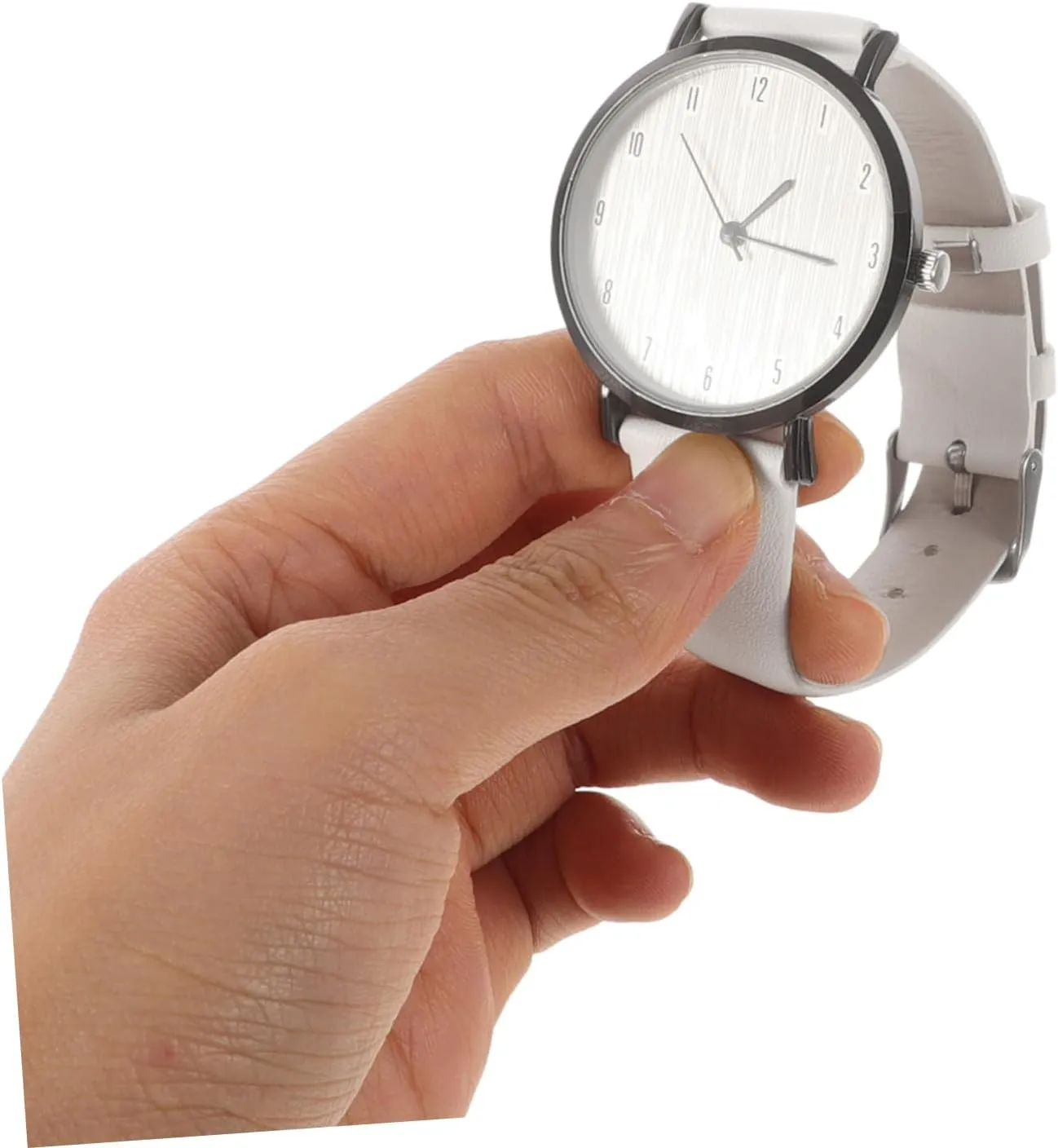 Fashionable Grain Pattern Watch for Women Stylish Leather Strap Wrist Watch Band for Meetings Parties