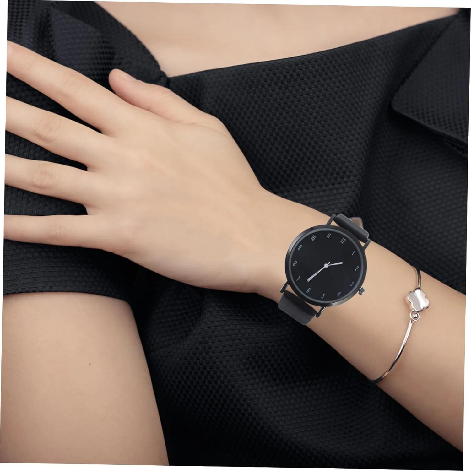 Fashionable Grain Pattern Watch for Women Stylish Leather Strap Wrist Watch Band for Meetings Parties