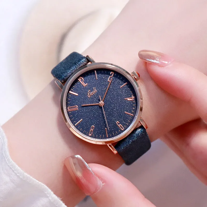 Fashionable simple digital face belt waterproof women's  watch