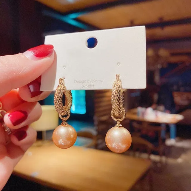 fashionable temperament hollow-out geometric blue crystal earring
