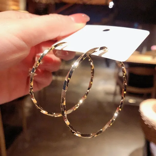 fashionable temperament hollow-out geometric blue crystal earring