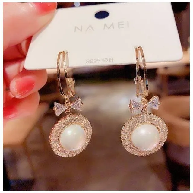 fashionable temperament hollow-out geometric blue crystal earring