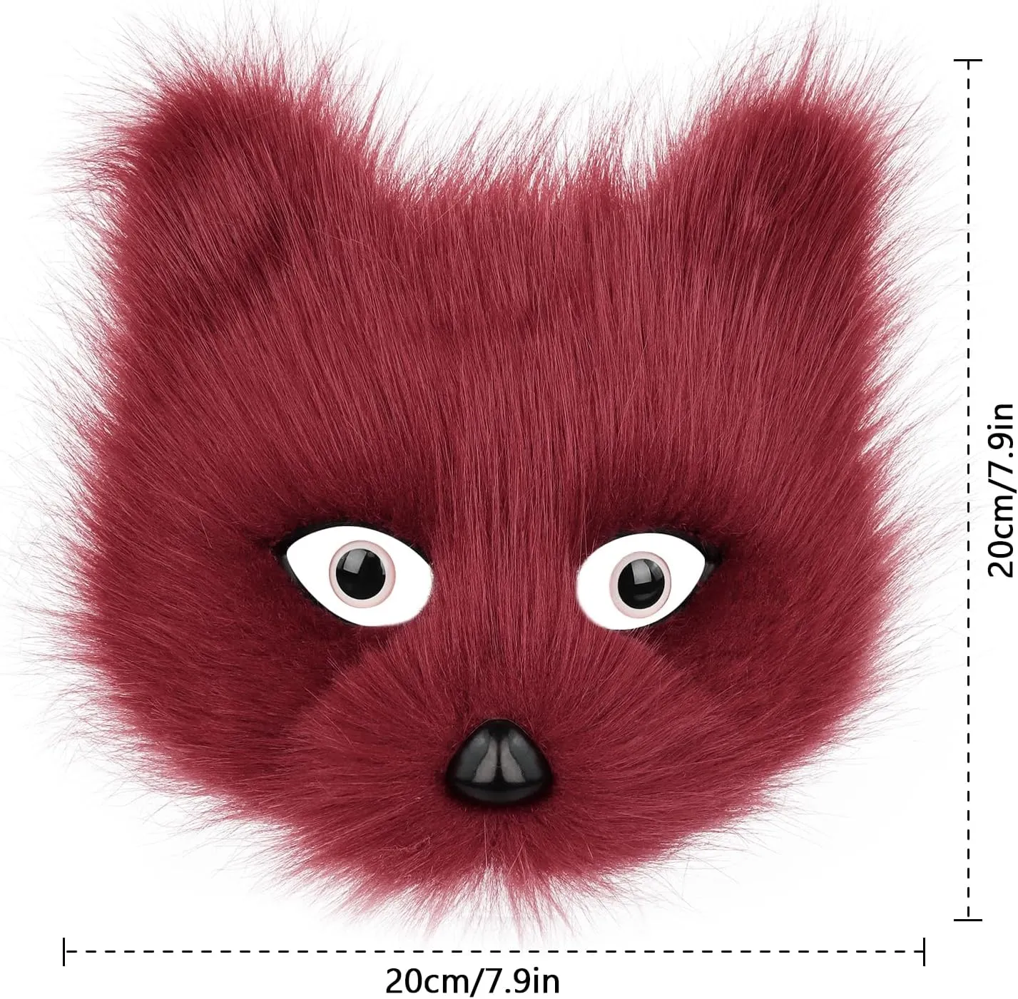 Faux Fur Fox Tail Cat Mask Paw Gloves and Leather Choker Costume Accessories Set for Halloween Cosplay Parties