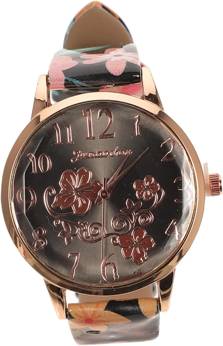 Female Casual Watch with Printed Leather Strap Stylish Light Luxury Wrist Watch for Women Birthday Any