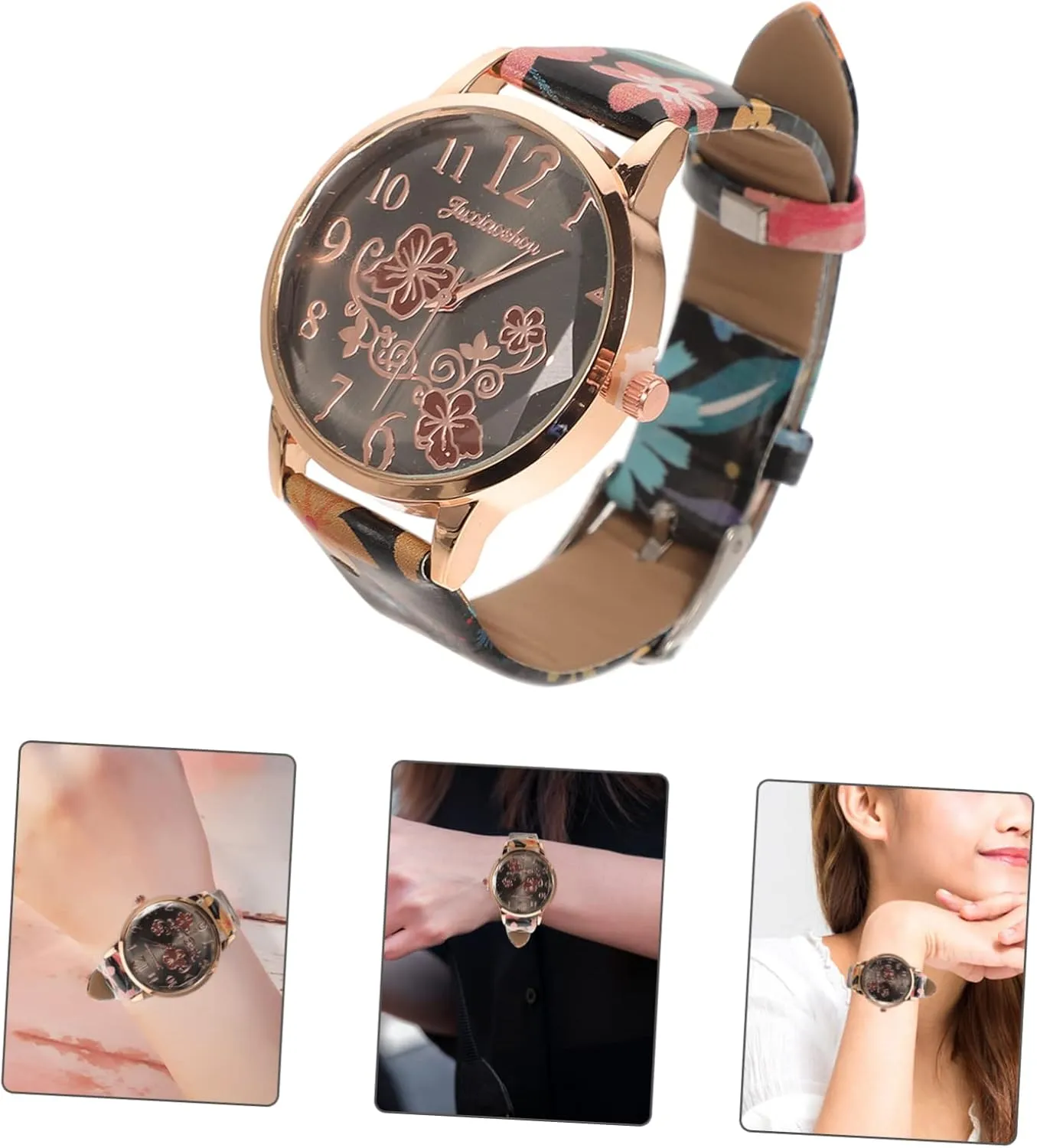 Female Casual Watch with Printed Leather Strap Stylish Light Luxury Wrist Watch for Women Birthday Any