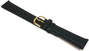 FindingKing Watch Band Black Leather Padded Smooth Calf 18mm Part
