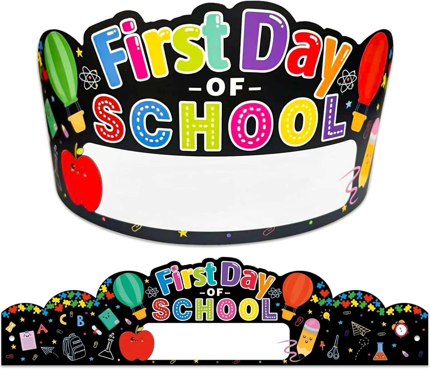 First Day of School Crowns Decorations 24pcs Adjustable Kids First Day of School Paper Cap Headband Gifts for Kids Students,Back to School Party Hats for First Day of Kindergarten Preschool