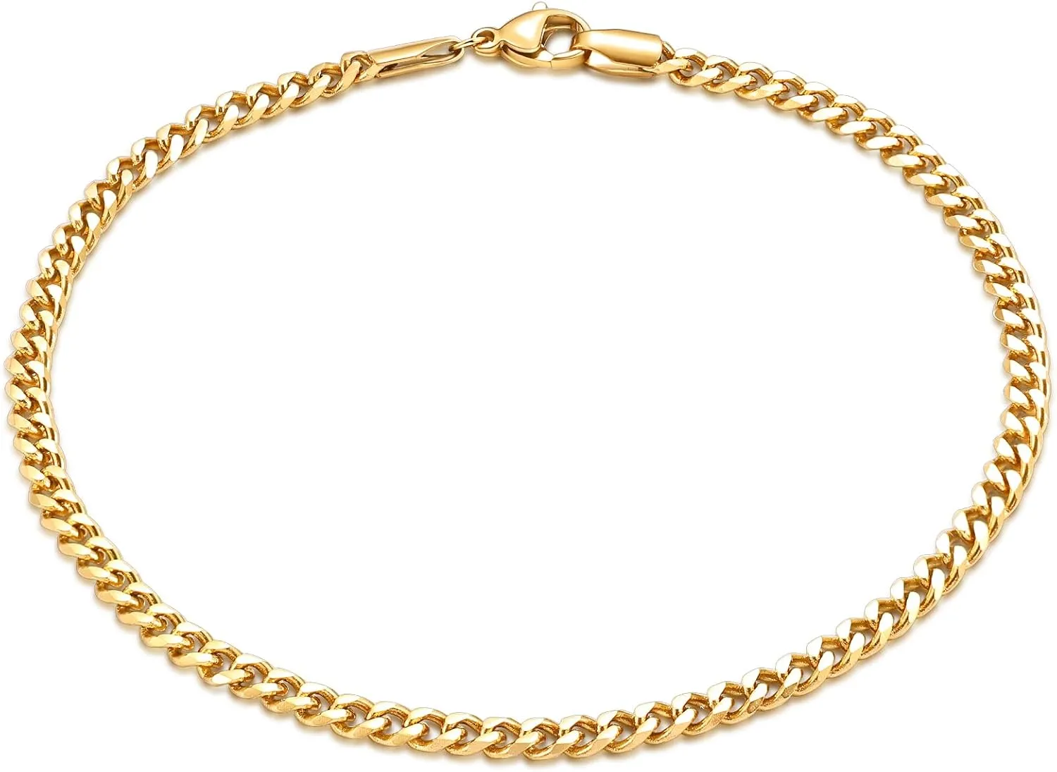 Fiusem Silver Tone/Gold Anklet for Women, 3.5mm Stainless Steel Cuban link Chain Anklets for Women, Women's Anklets 9"/10"/11"