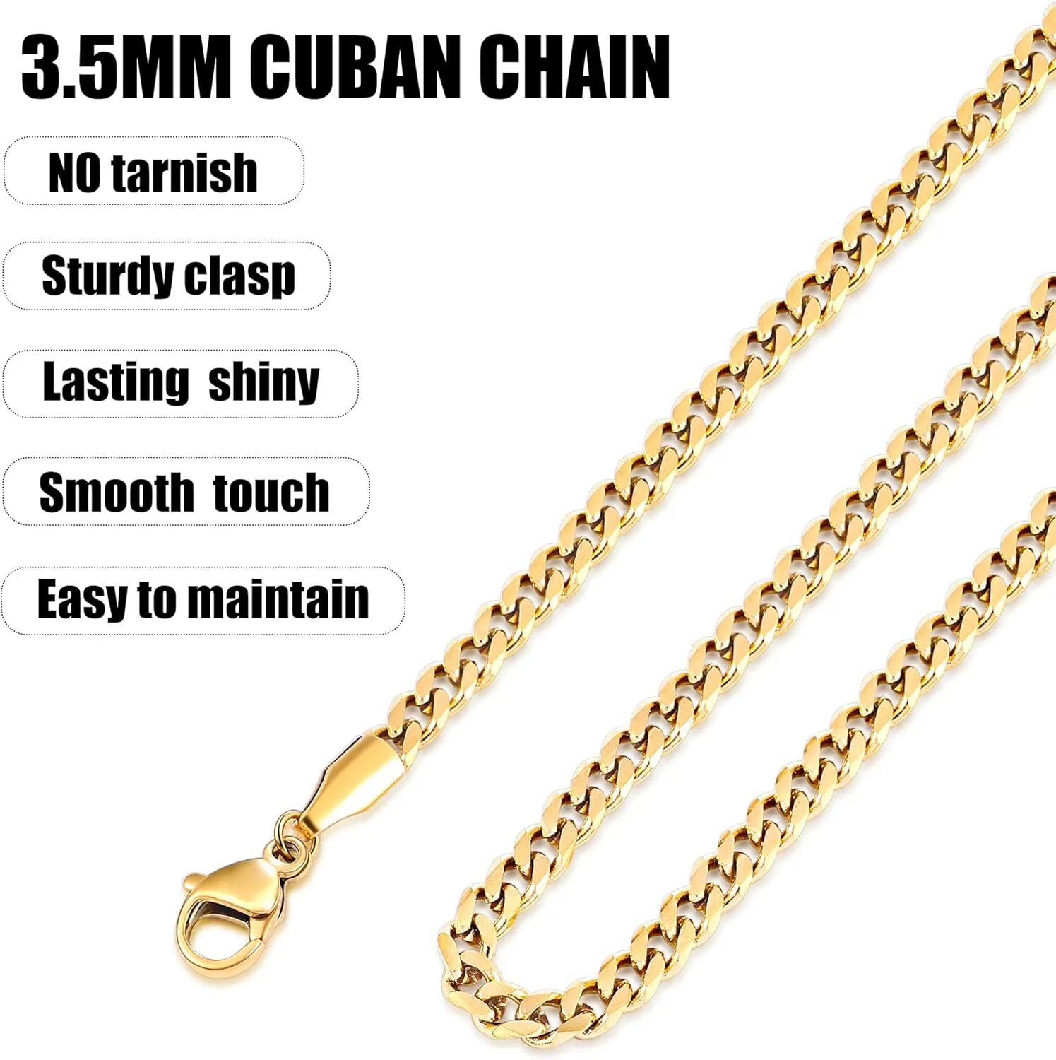 Fiusem Silver Tone/Gold Anklet for Women, 3.5mm Stainless Steel Cuban link Chain Anklets for Women, Women's Anklets 9"/10"/11"