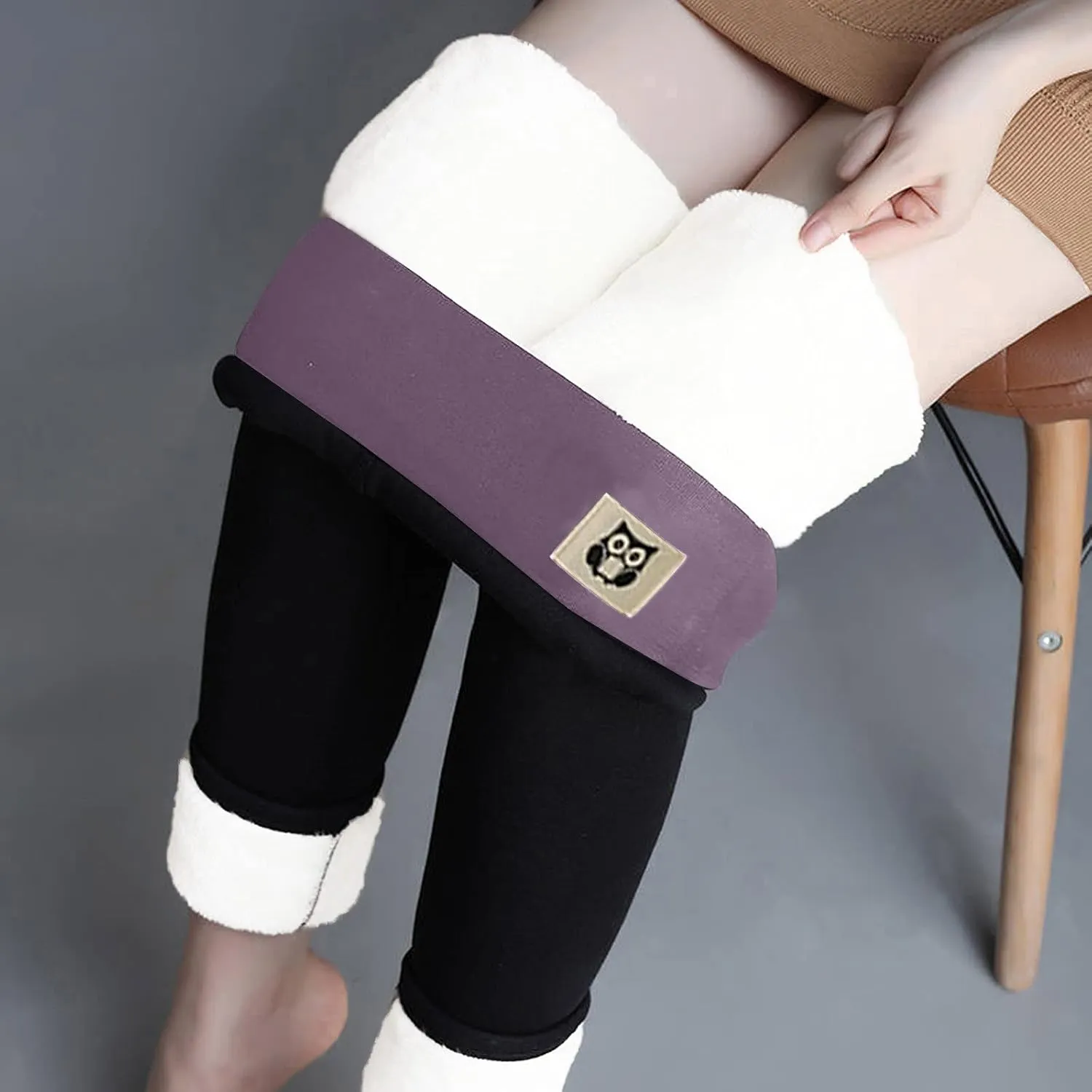 Fleece Lined Leggings Women Warm Thermal Legging Winter Pants Cold Weather Thick Velvet Tights Comfy Sherpa Snow Pants