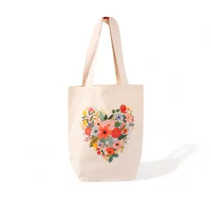 Floral Heart Canvas Tote Bag