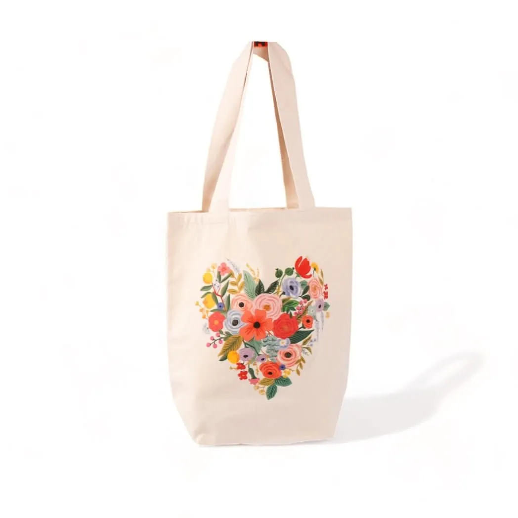 Floral Heart Canvas Tote Bag