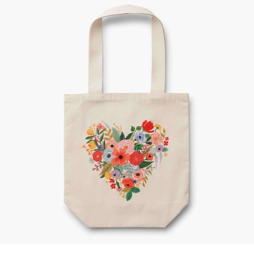 Floral Heart Canvas Tote Bag
