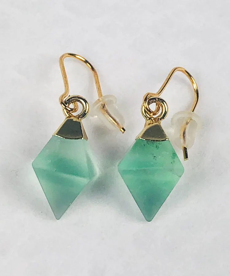 Flourite Japanese Earrings / Minimalist Drop Earrings