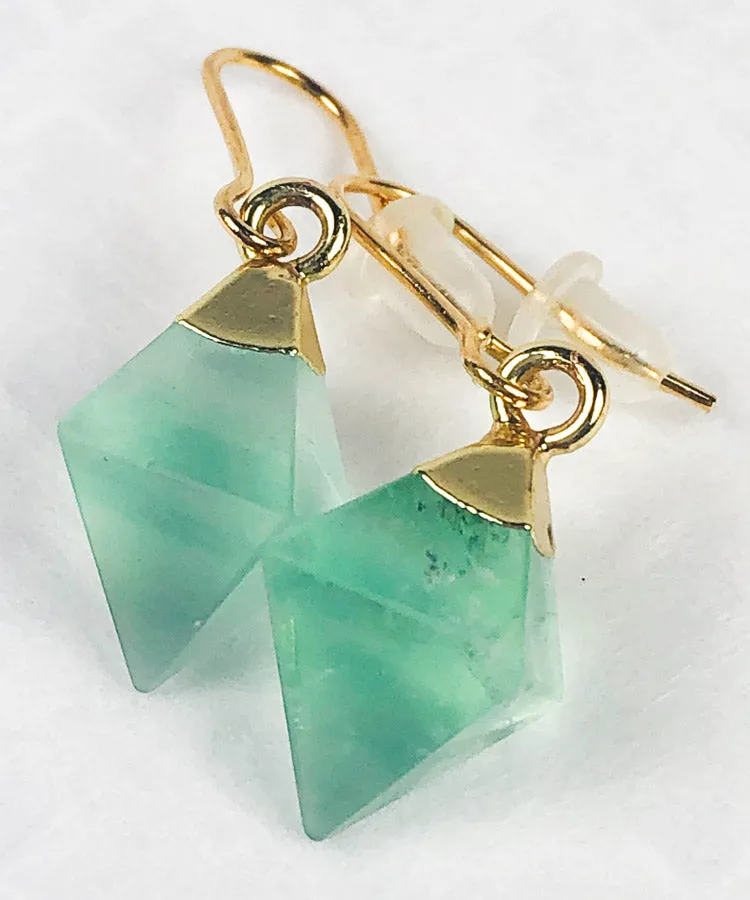 Flourite Japanese Earrings / Minimalist Drop Earrings