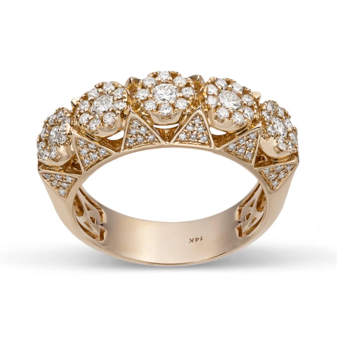 Flower Cluster Diamond Ring 1.7ct 14K Yellow Gold