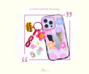 Flower Mirror Collection: Flower Mirror Phone Case,Acrylic Floral Keychain Ring & Cute Resin Candy