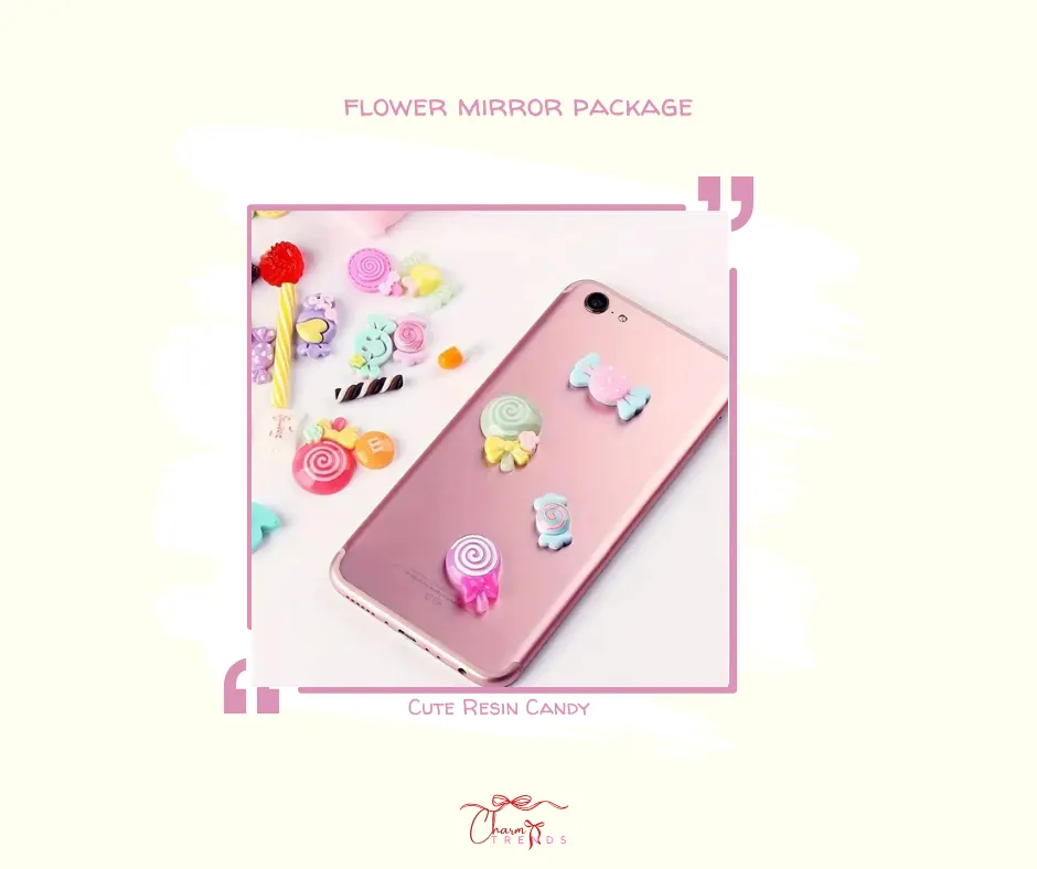 Flower Mirror Collection: Flower Mirror Phone Case,Acrylic Floral Keychain Ring & Cute Resin Candy