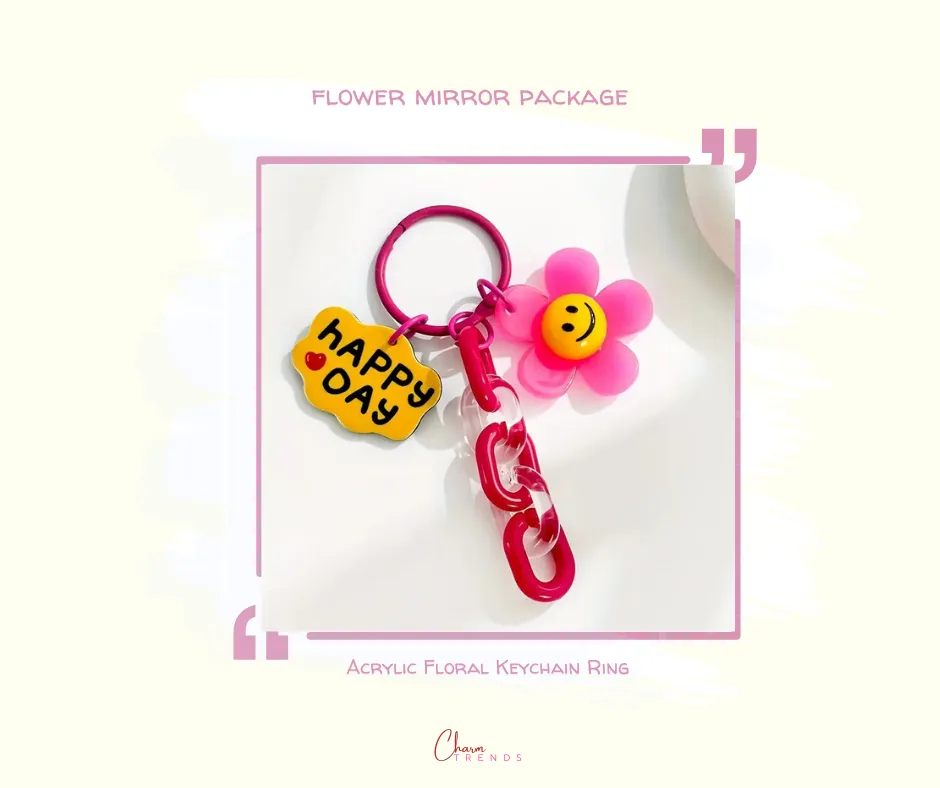 Flower Mirror Collection: Flower Mirror Phone Case,Acrylic Floral Keychain Ring & Cute Resin Candy