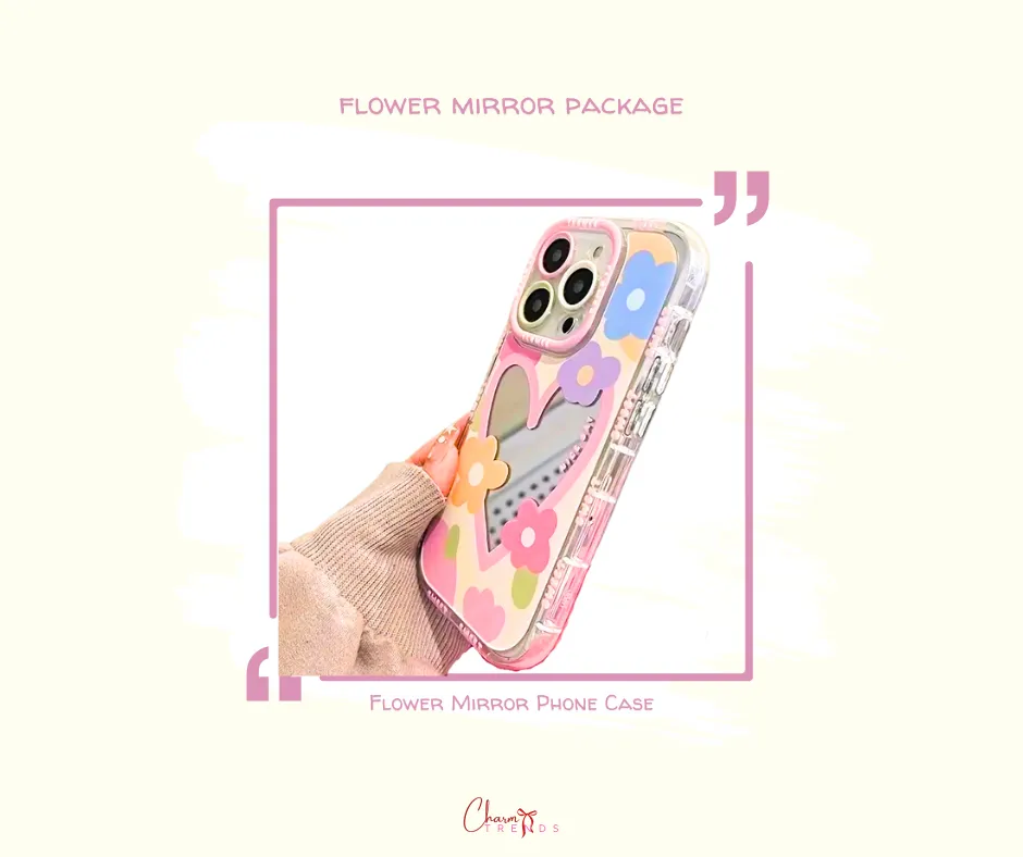 Flower Mirror Collection: Flower Mirror Phone Case,Acrylic Floral Keychain Ring & Cute Resin Candy