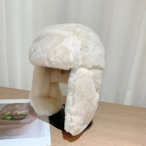 Fluffy Faux Fur Earflap Pilot Style Winter Hats for Women