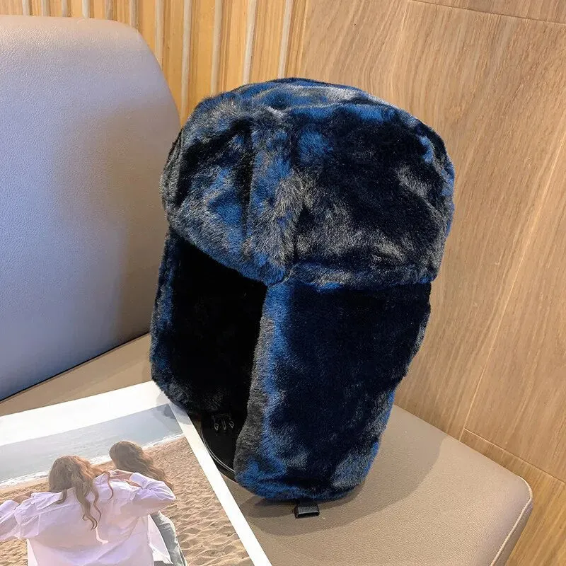 Fluffy Faux Fur Earflap Pilot Style Winter Hats for Women