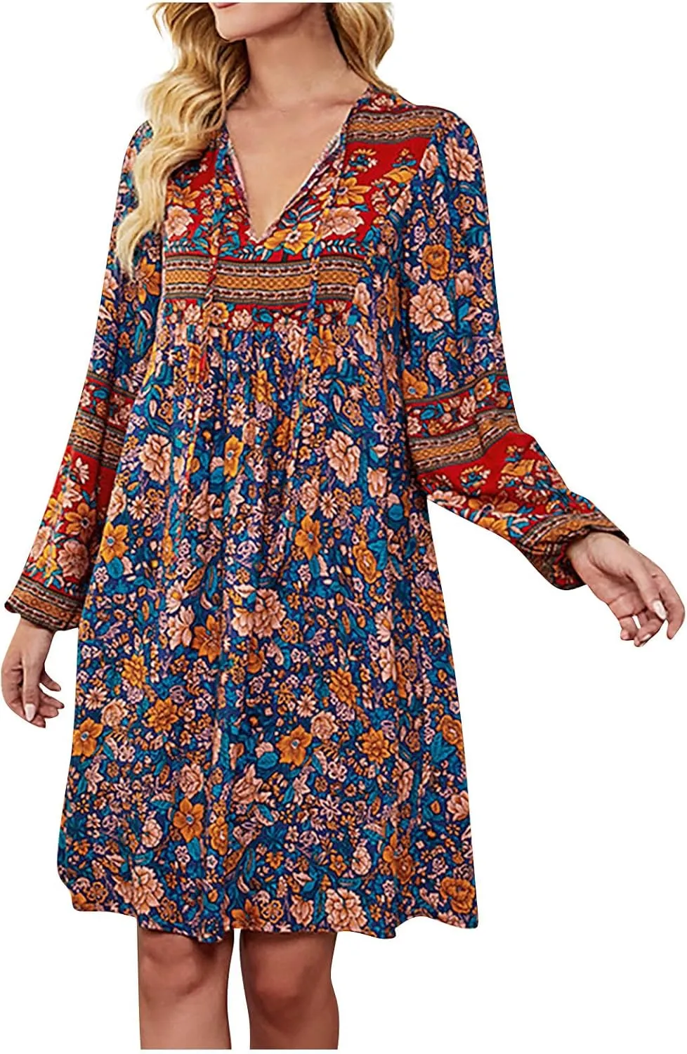 for Women Ladies Elasticized Shirt Patterned Long Sleeve Limp Racerback
