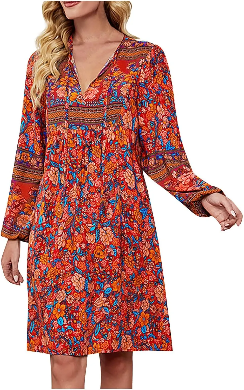 for Women Ladies Elasticized Shirt Patterned Long Sleeve Limp Racerback