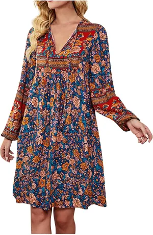 for Women Ladies Elasticized Shirt Patterned Long Sleeve Limp Racerback