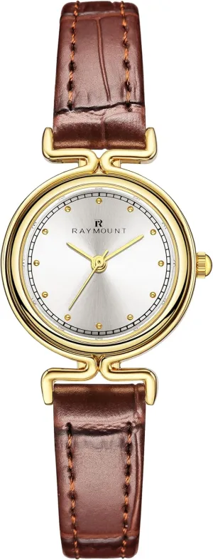 FORSINING Small Gold Watches for Women Ladies Quartz Wrist Watches with Gold Stainless Steel or Brown Leather Band