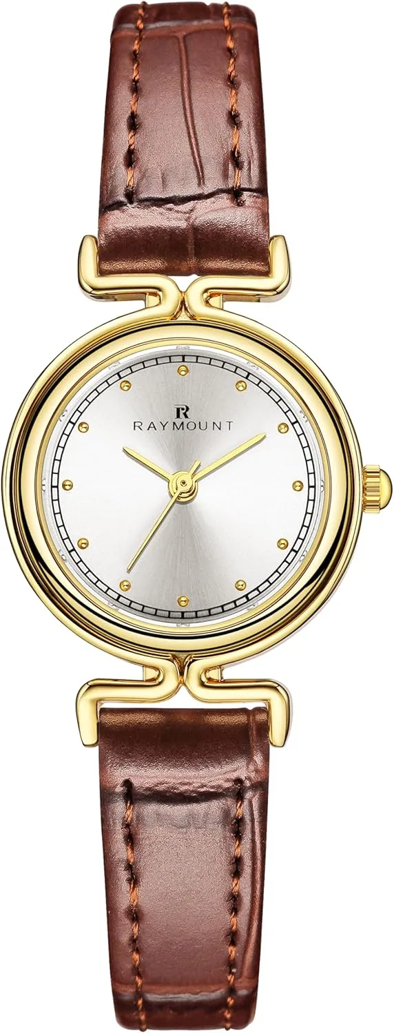 FORSINING Small Gold Watches for Women Ladies Quartz Wrist Watches with Gold Stainless Steel or Brown Leather Band